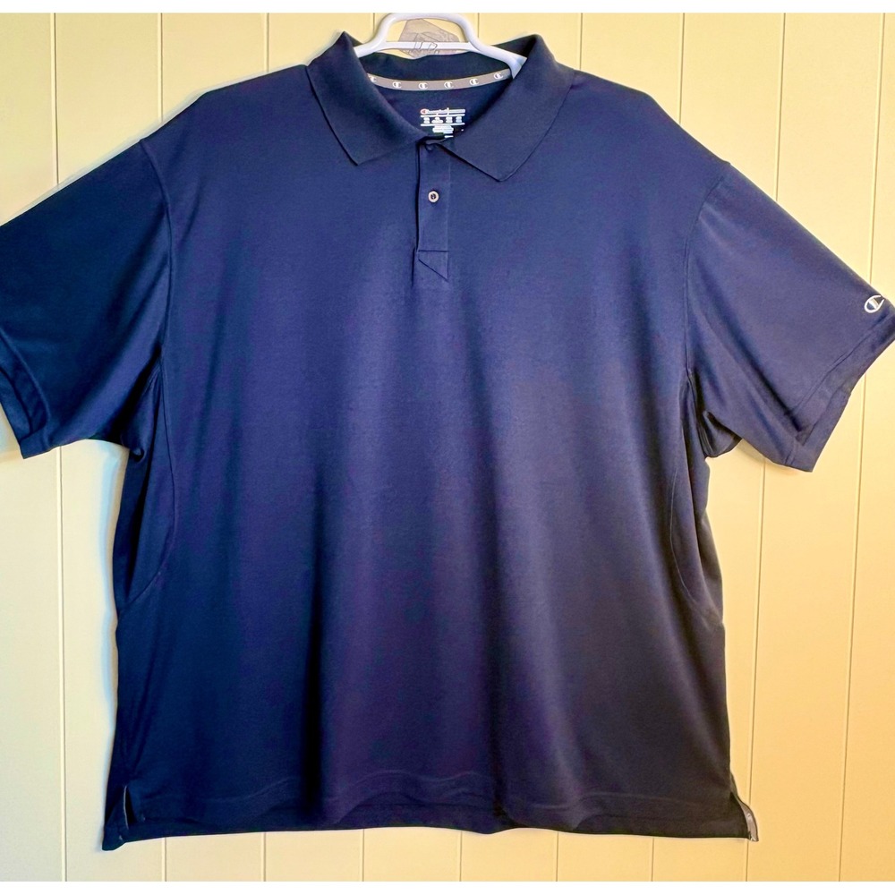 Champion Mens Double Dry Performance Polo Shirt Navy Blue Short Sleeve 4 XL